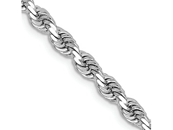 Picture of Rhodium Over 14k White Gold 3.25mm Solid Diamond-Cut Rope 24 Inch Chain