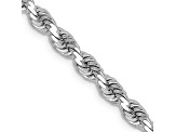 Rhodium Over 14k White Gold 3.25mm Solid Diamond-Cut Rope 26 Inch Chain