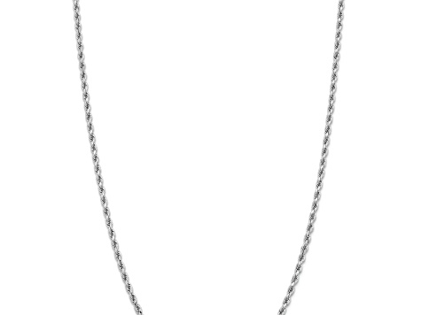Rhodium Over 14k White Gold 3.25mm Solid Diamond-Cut Rope 26 Inch Chain