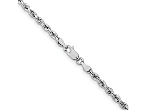 Rhodium Over 14k White Gold 3.25mm Solid Diamond-Cut Rope 26 Inch Chain