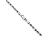 Rhodium Over 14k White Gold 3.25mm Solid Diamond-Cut Rope 26 Inch Chain
