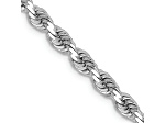 Rhodium Over 14k White Gold 3.25mm Solid Diamond-Cut Rope 30 Inch Chain