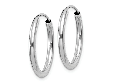 Rhodium Over 10k White Gold 13/16" Polished Endless Hoop Earrings