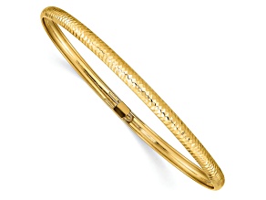 10k Yellow Gold 4mm Textured Flexible Bangle