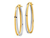 14K Two-tone Gold Polished 1 5/8" Double Oval Hoop Earrings