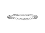 Rhodium Over 14k White Gold 3.5mm Figaro Link Bracelet, 7 Inches