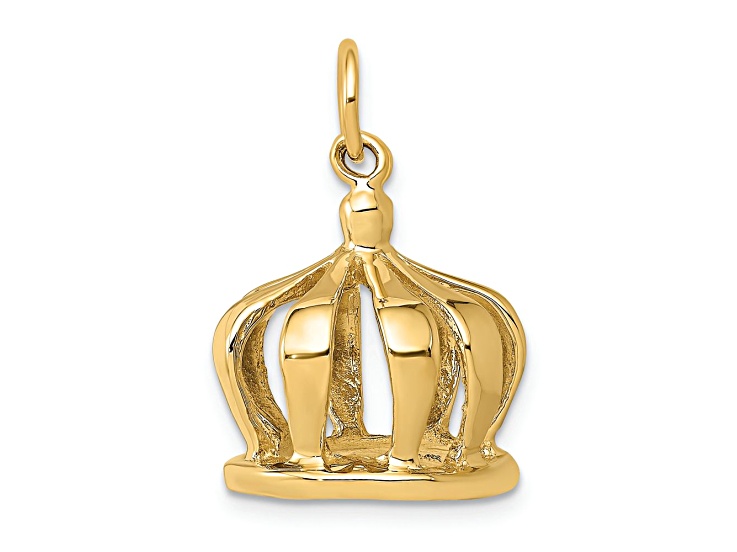 14k Yellow Gold Crown Charm Pendant