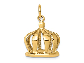 14k Yellow Gold Crown Charm Pendant