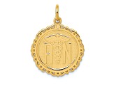 14k Yellow Gold Textured RN Registered Nurse Disc Pendant