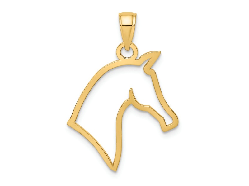 14k Yellow Gold Cut-Out Horse Head Profile Charm