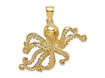 Picture of 14k Yellow Gold Textured Octopus Charm