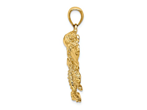 14k Yellow Gold Textured Octopus Charm