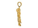 14k Yellow Gold Textured Octopus Charm