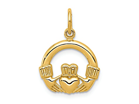 14K Yellow Gold Claddagh Charm