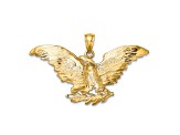 14k Yellow Gold Textured Eagle with Wings Spread Pendant