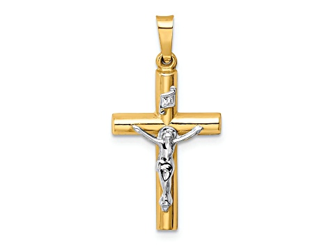 INRI 14k Gelbgold Jesus Kruzifix Kreuz Anhänger 2 Ton 1,25