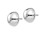 Rhodium Over 14k White Gold 16mm Half Ball Stud Earrings