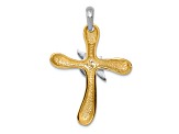 14K Yellow and White Gold Dove Cross Pendant