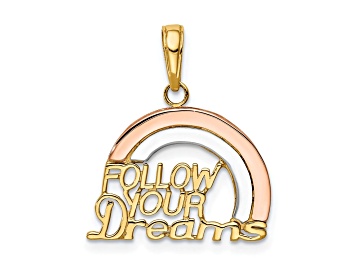 Picture of 14K Two-tone with White Rhodium FOLLOW YOUR DREAMS Rainbow Charm