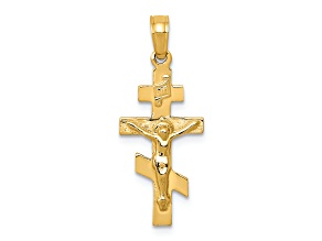 14K Yellow Gold Eastern Orthodox Crucifix Charm