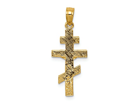 14K Yellow Gold Eastern Orthodox Crucifix Charm