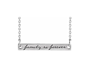 14K White Gold "Family Is Forever" Bar Necklace
