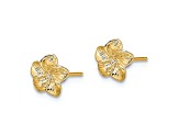 14k Yellow Gold Textured 7.2mm Plumeria Flower Stud Earrings