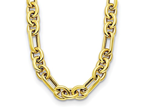 14K Yellow Gold 15mm Round and Oval Link 18-inch Necklace