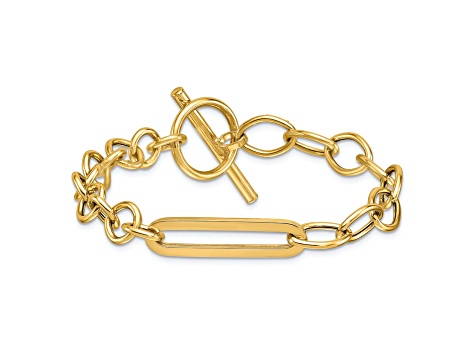 14K Yellow Gold Fancy Link 7.5 Inch Toggle Bracelet