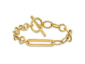 14K Yellow Gold Fancy Link 7.5 Inch Toggle Bracelet
