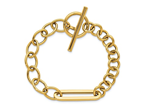 14K Yellow Gold Fancy Link 7.5 Inch Toggle Bracelet