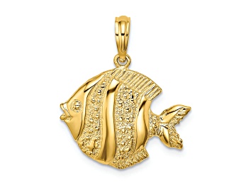 Picture of 14k Yellow Gold Polished and Textured Fish Charm