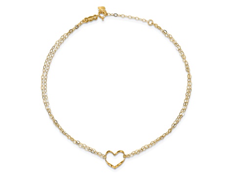 14k Double Strand Heart Anklet