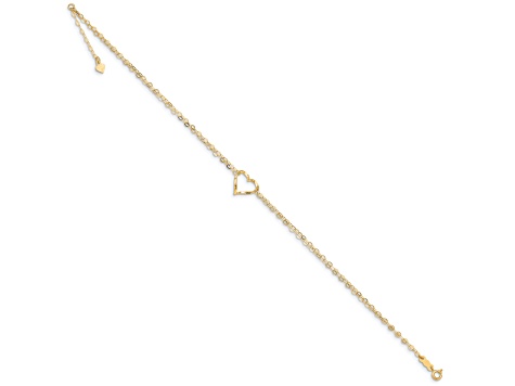 ESTATE LONG 14KT YELLOW GOLD DOUBLE HEART ENGRAVABLE ANKLE BRACELET #2 –  milanojewelersny.com