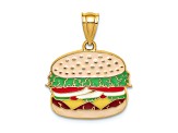 14k Yellow Gold with Multi-color Enamel Cheeseburger Charm