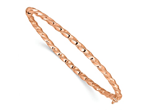 14K Rose Gold Twisted 3.20mm Hinged Bangle