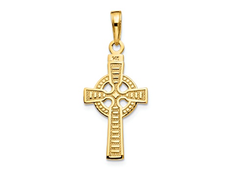 14K Yellow Gold Reversible GOD IS LOVE Celtic Cross Pendant