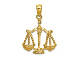 14k Yellow Gold 3D Textured Large Libra Zodiac pendant