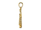 14k Yellow Gold 3D Textured Large Libra Zodiac pendant