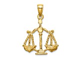 14k Yellow Gold 3D Textured Large Libra Zodiac pendant