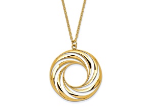 14K Yellow Gold Polished and Brushed Necklace