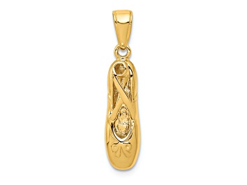 Picture of 14k Yellow Gold 3D Textured Ballet Slipper Pendant