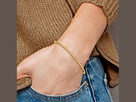 14k Yellow Gold 2.5mm Twisted Slip-on Bangle