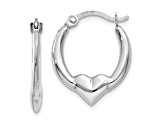 Rhodium Over 14k White Gold 5/8" Heart Hoop Earrings