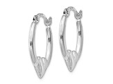 Rhodium Over 14k White Gold 5/8" Heart Hoop Earrings