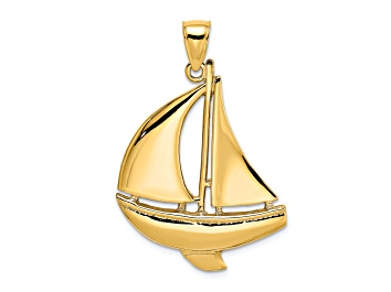 Picture of 14k Yellow Gold Polished 2D Sailboat Charm