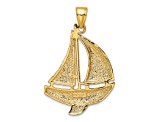 14k Yellow Gold Polished 2D Sailboat Charm