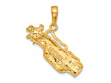 14k Yellow Gold Solid Polished Open-backed Golf Bag with Clubs pendant