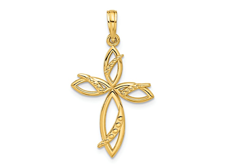 14k Yellow Gold Fancy Cross Charm