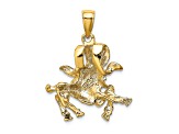 14k Yellow Gold 3D Textured Large Aries Zodiac pendant